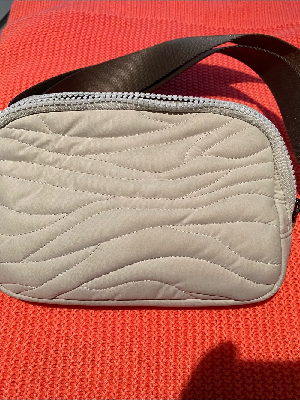 Lululemon Quilted Light Gray Crossbody Bag